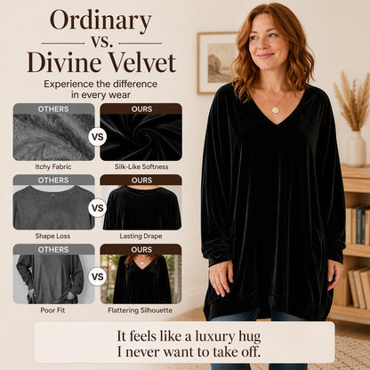 ☀️👚Estilo sazonal - Blusa de veludo com decote em V e mangas compridas – Conforto aconchegante e brilho sofisticado para os dias mais frescos