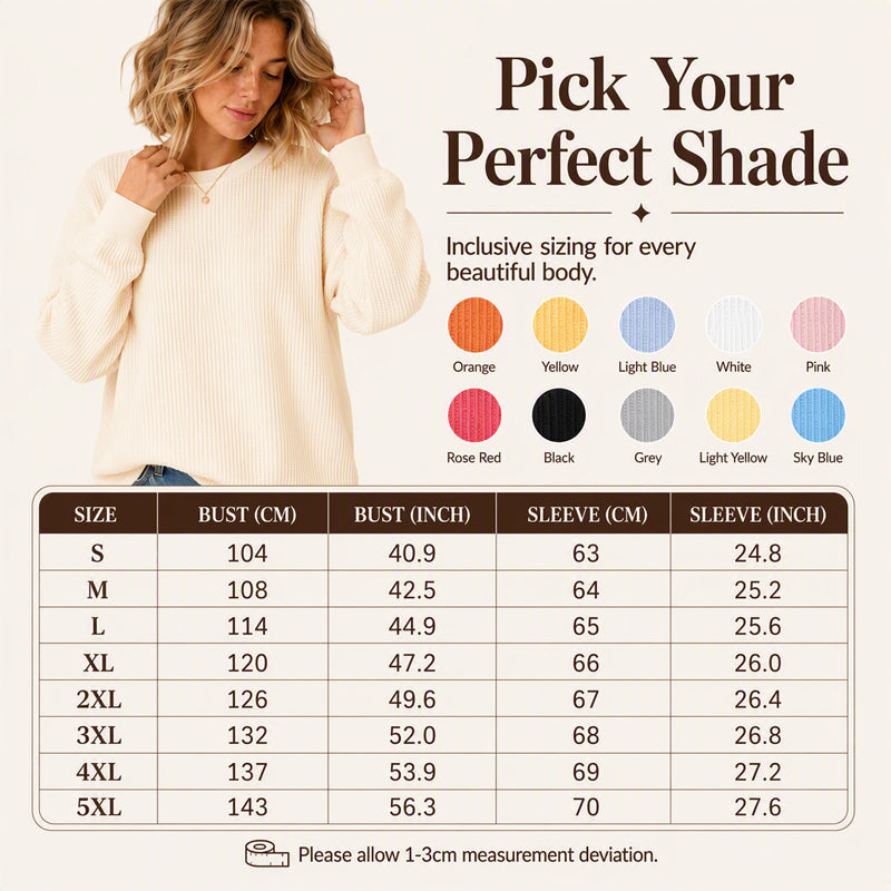 👚Seasonal Style - Waffle Texture Sweatshirt – Easy Breezy Fit & Classic Style for Any Casual Look