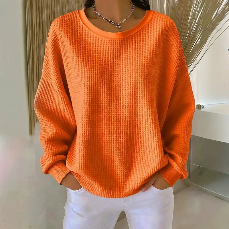 👚Seasonal Style - Waffle Texture Sweatshirt – Easy Breezy Fit & Classic Style for Any Casual Look