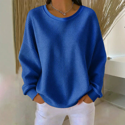 👚Seasonal Style - Waffle Texture Sweatshirt – Easy Breezy Fit & Classic Style for Any Casual Look
