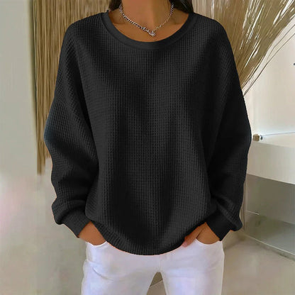 👚Seasonal Style - Waffle Texture Sweatshirt – Easy Breezy Fit & Classic Style for Any Casual Look