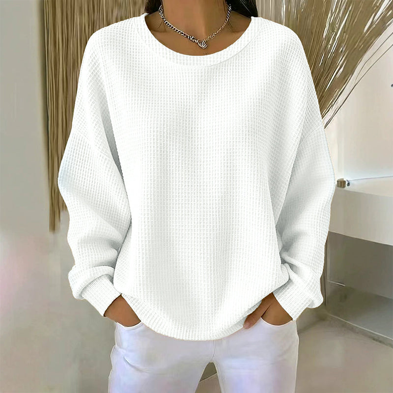 👚Seasonal Style - Waffle Texture Sweatshirt – Easy Breezy Fit & Classic Style for Any Casual Look