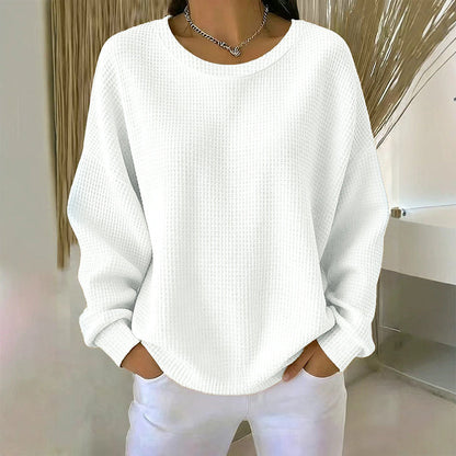 👚Seasonal Style - Waffle Texture Sweatshirt – Easy Breezy Fit & Classic Style for Any Casual Look