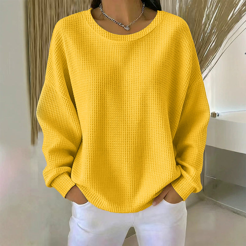 👚Seasonal Style - Waffle Texture Sweatshirt – Easy Breezy Fit & Classic Style for Any Casual Look