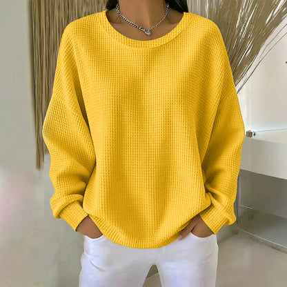 👚Seasonal Style - Waffle Texture Sweatshirt – Easy Breezy Fit & Classic Style for Any Casual Look