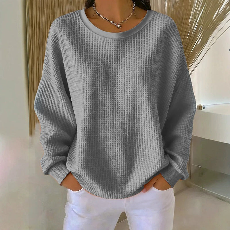 👚Seasonal Style - Waffle Texture Sweatshirt – Easy Breezy Fit & Classic Style for Any Casual Look