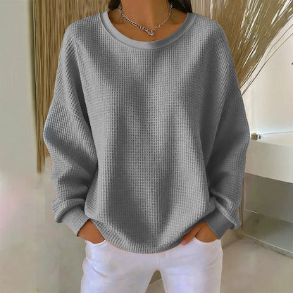 👚Seasonal Style - Waffle Texture Sweatshirt – Easy Breezy Fit & Classic Style for Any Casual Look