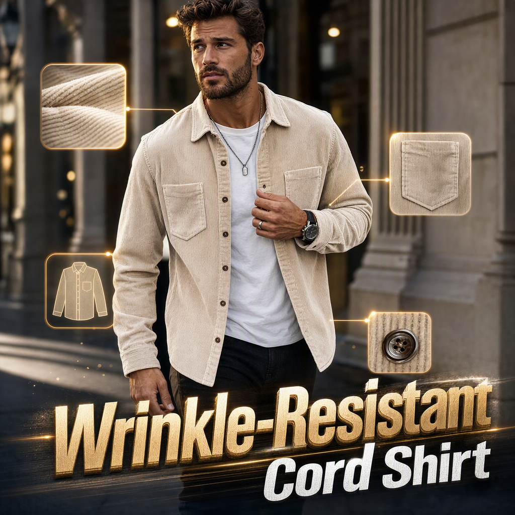 Casaco-camisa casual de veludo cotelê para homem