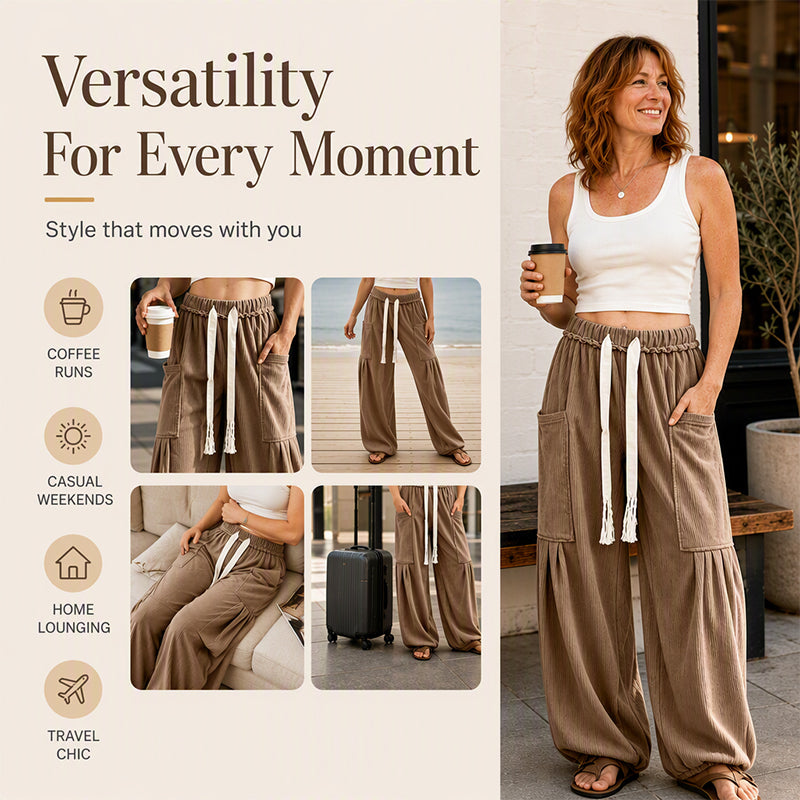Women's Corduroy Drawstring Cargo Pants
