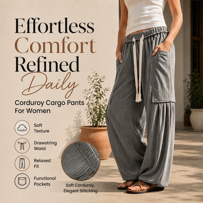 Women's Corduroy Drawstring Cargo Pants