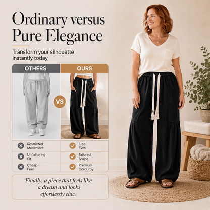 Women's Corduroy Drawstring Cargo Pants