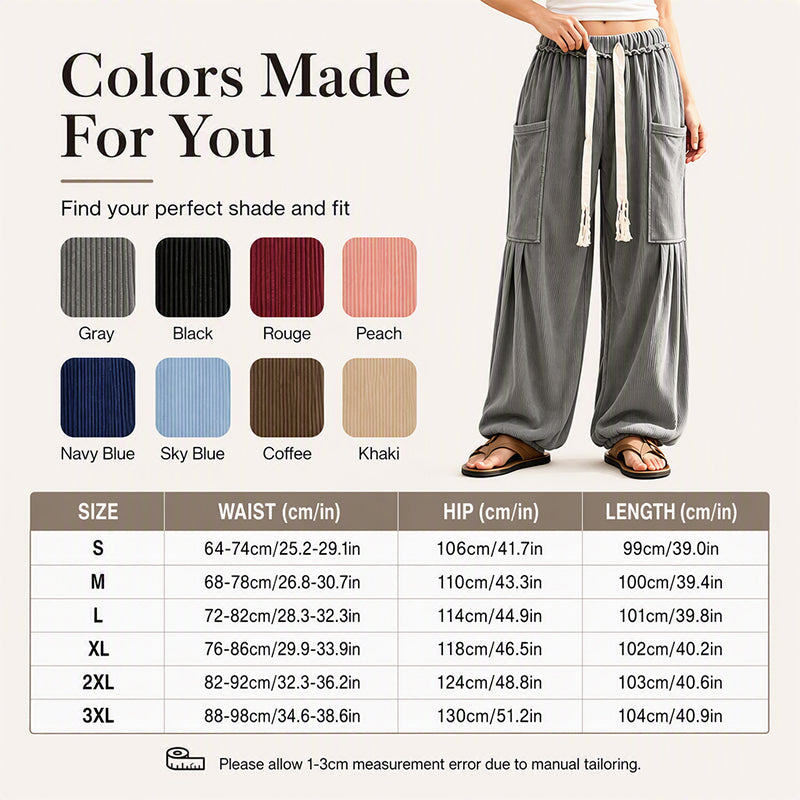 Women's Corduroy Drawstring Cargo Pants