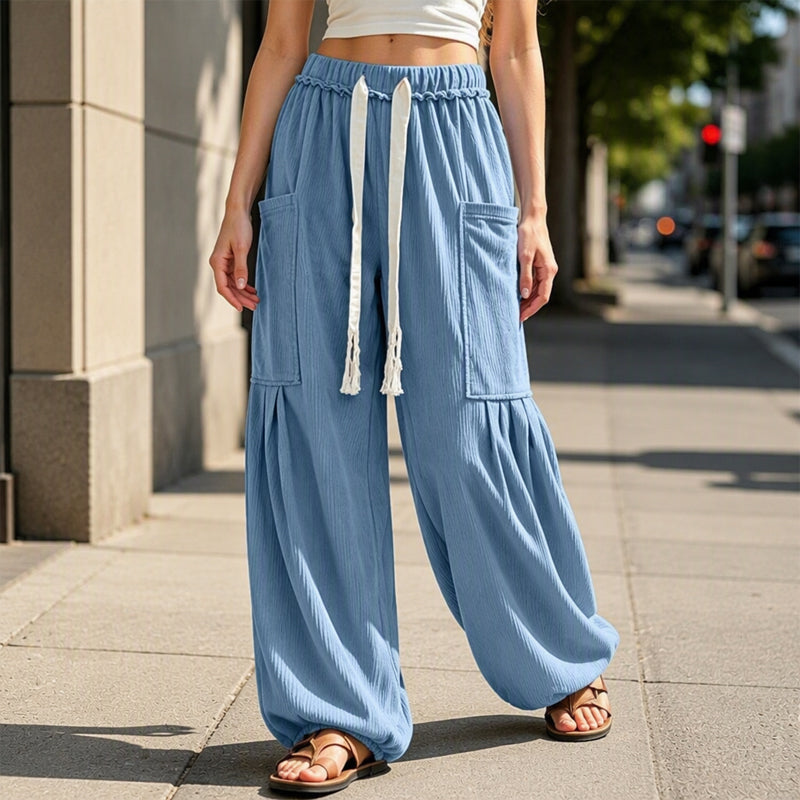 Women's Corduroy Drawstring Cargo Pants