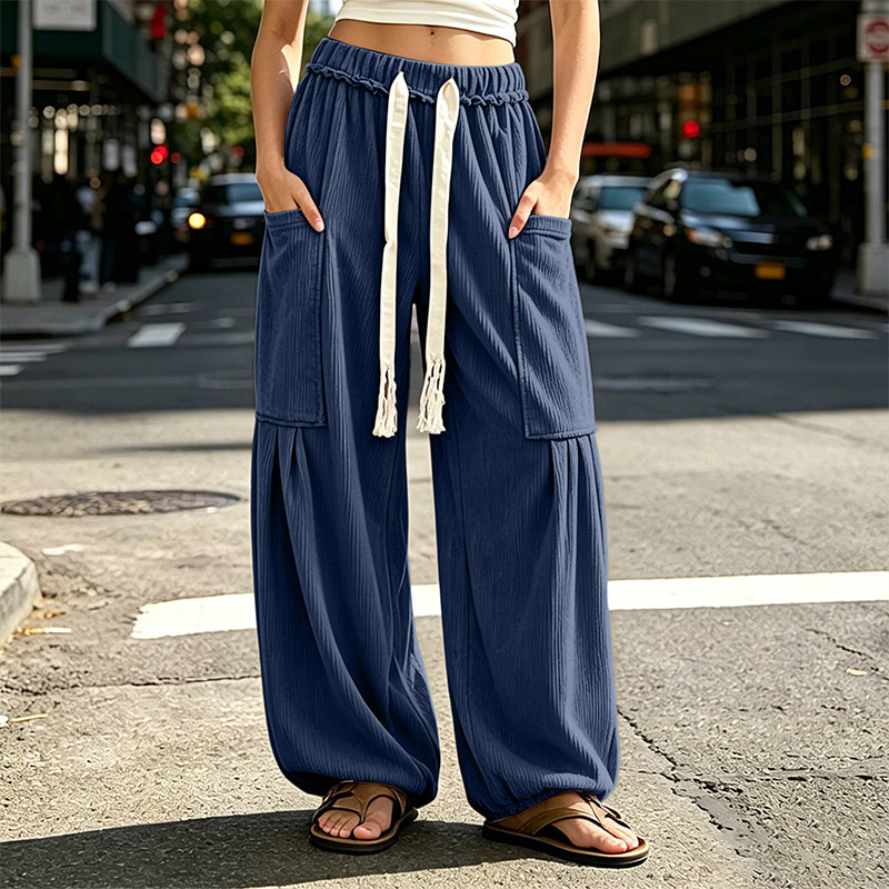 Women's Corduroy Drawstring Cargo Pants