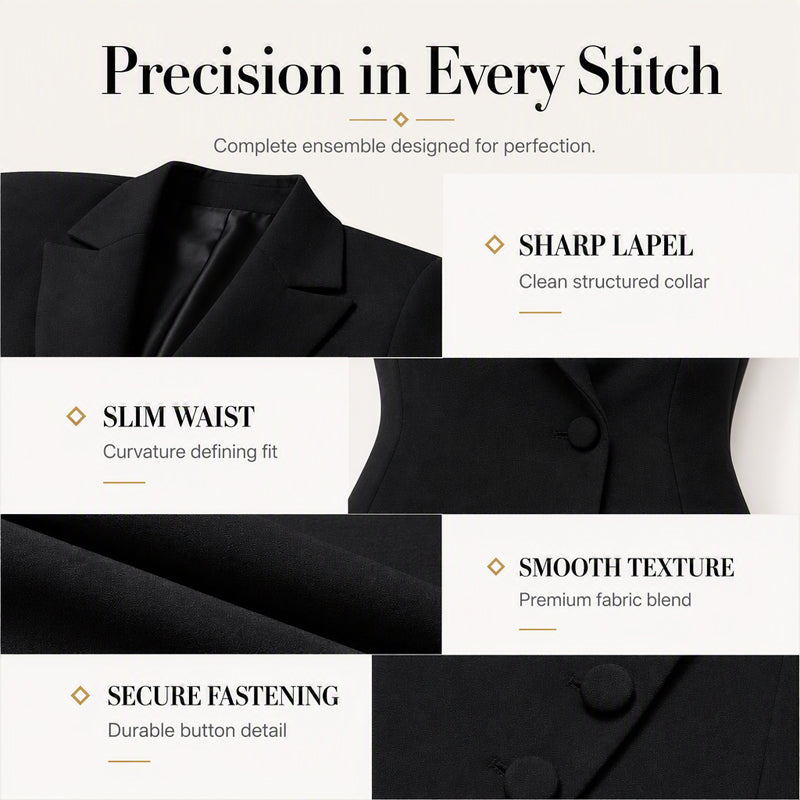 ✨👗Vestido-blazer feminino elegante, assimétrico e de botões simples