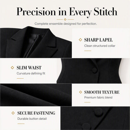 ✨👗Vestido-blazer feminino elegante, assimétrico e de botões simples