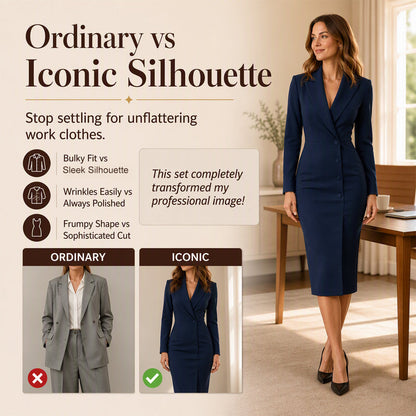 ✨👗Vestido-blazer feminino elegante, assimétrico e de botões simples
