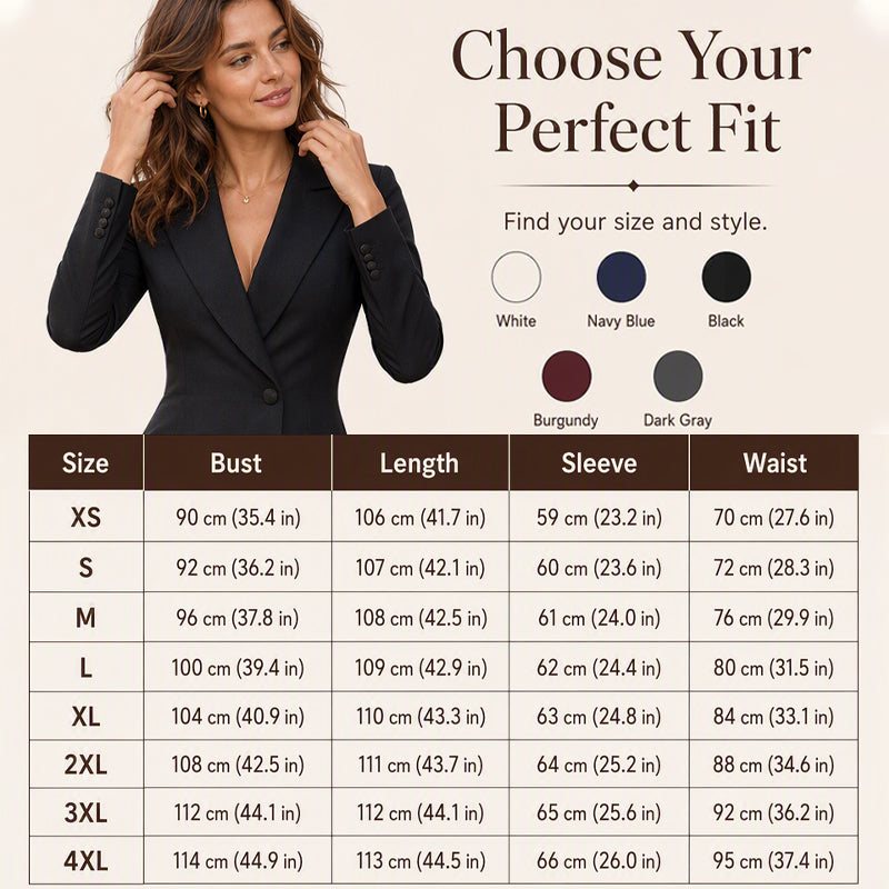 ✨👗Vestido-blazer feminino elegante, assimétrico e de botões simples