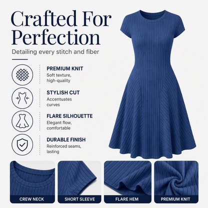 ✨👗Vestido elegante de malha canelada escovada para mulher