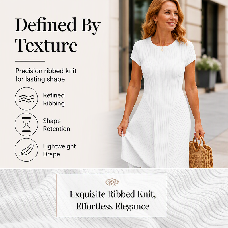 ✨👗Vestido elegante de malha canelada escovada para mulher