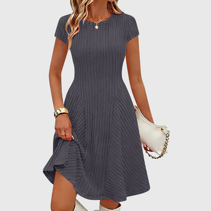 ✨👗Vestido elegante de malha canelada escovada para mulher
