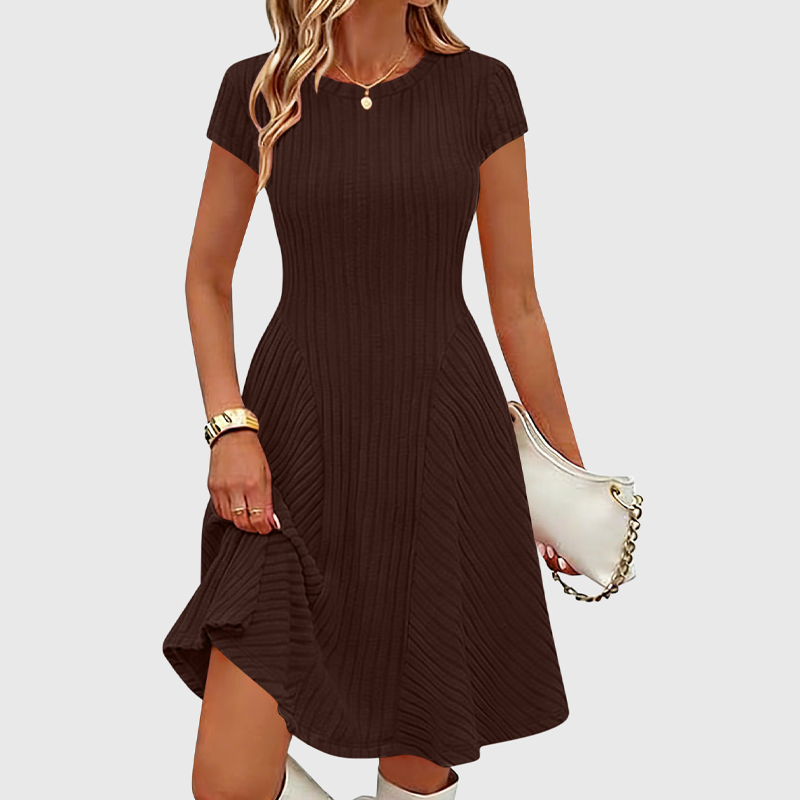✨👗Vestido elegante de malha canelada escovada para mulher