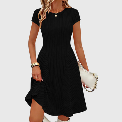 ✨👗Vestido elegante de malha canelada escovada para mulher