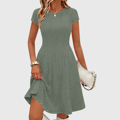 ✨👗Vestido elegante de malha canelada escovada para mulher