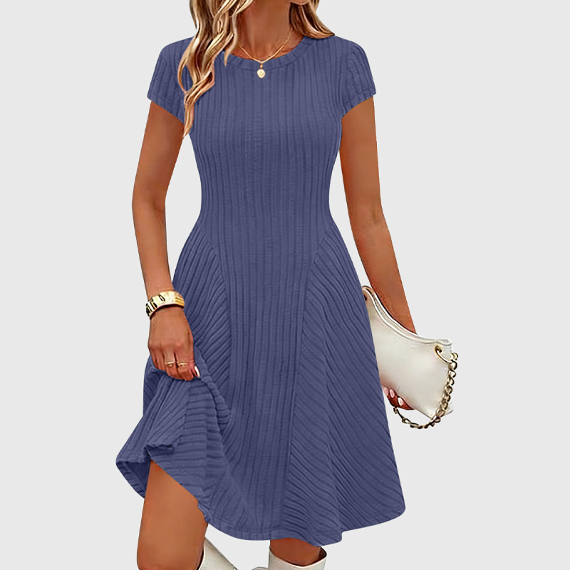 ✨👗Vestido elegante de malha canelada escovada para mulher