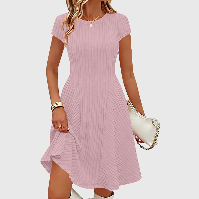 ✨👗Vestido elegante de malha canelada escovada para mulher