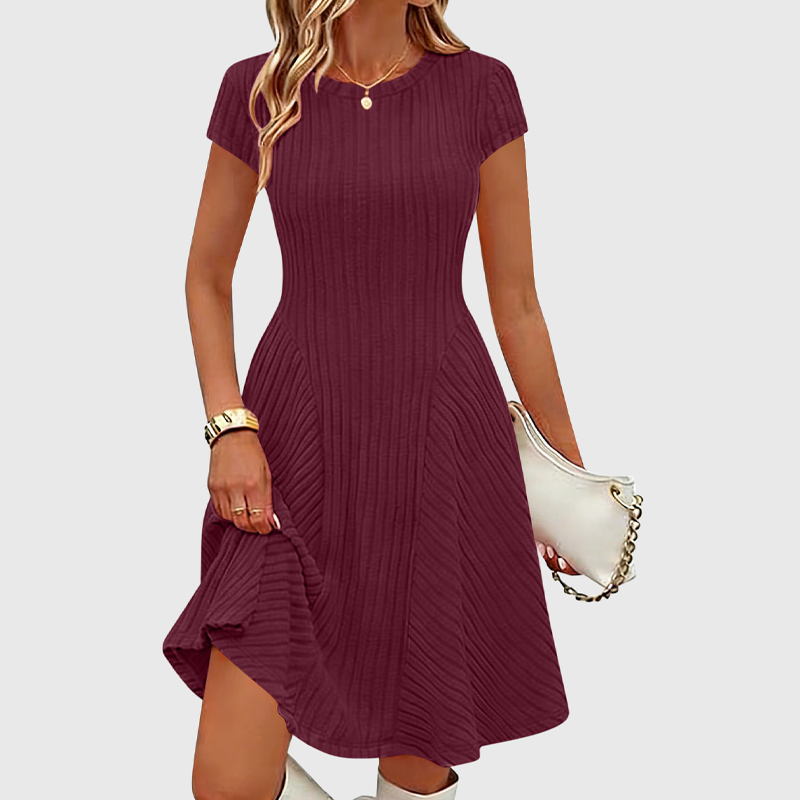 ✨👗Vestido elegante de malha canelada escovada para mulher