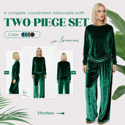 ✨👗Conjunto de 2 peças para mulher: top e calças de veludo