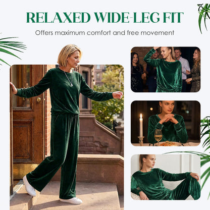 ✨👗Conjunto de 2 peças para mulher: top e calças de veludo