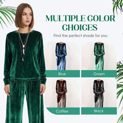 ✨👗Conjunto de 2 peças para mulher: top e calças de veludo