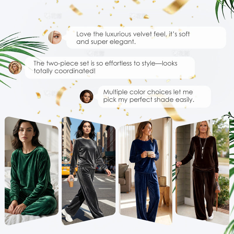 ✨👗Conjunto de 2 peças para mulher: top e calças de veludo
