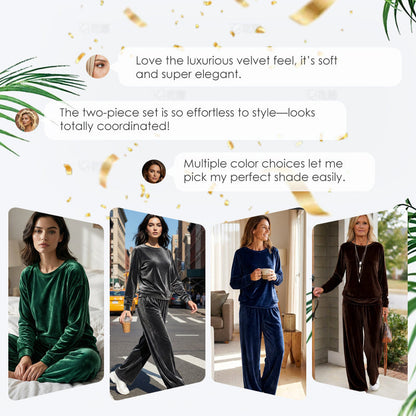 ✨👗Conjunto de 2 peças para mulher: top e calças de veludo