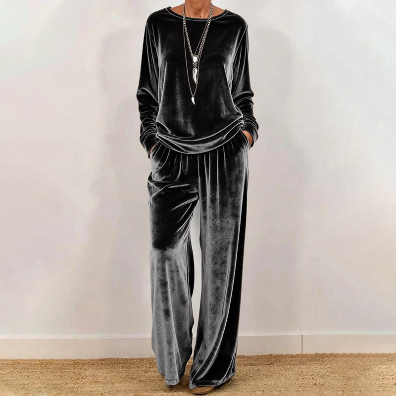 ✨👗Conjunto de 2 peças para mulher: top e calças de veludo