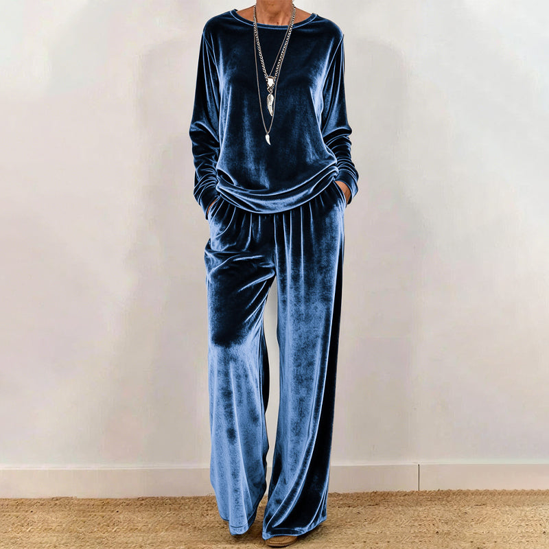 ✨👗Conjunto de 2 peças para mulher: top e calças de veludo