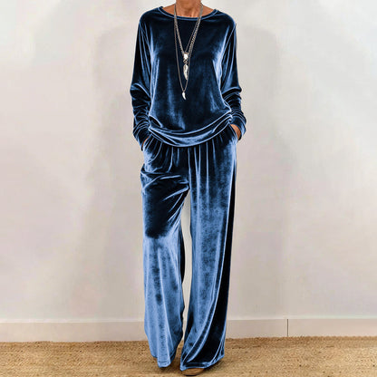 ✨👗Conjunto de 2 peças para mulher: top e calças de veludo