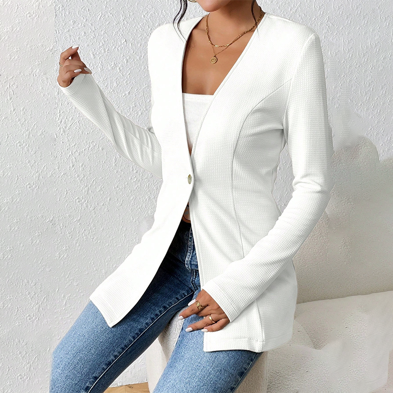 ✨Blazer feminino de cor lisa com um botão