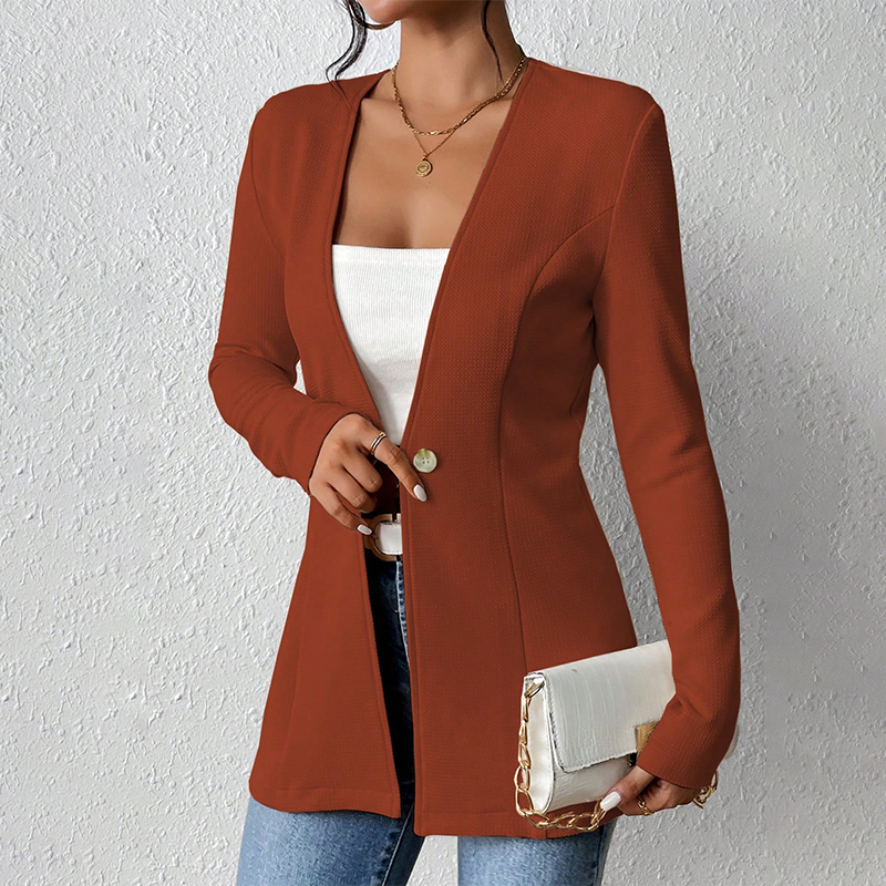 ✨Blazer feminino de cor lisa com um botão