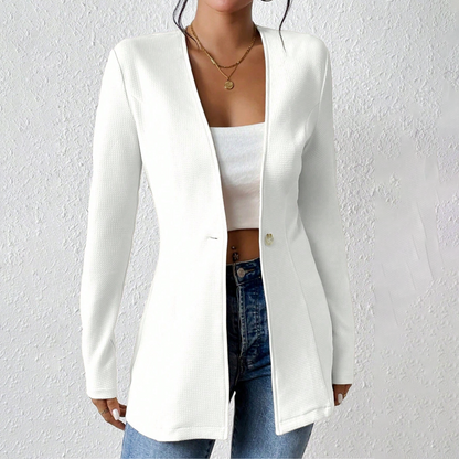 ✨Blazer feminino de cor lisa com um botão