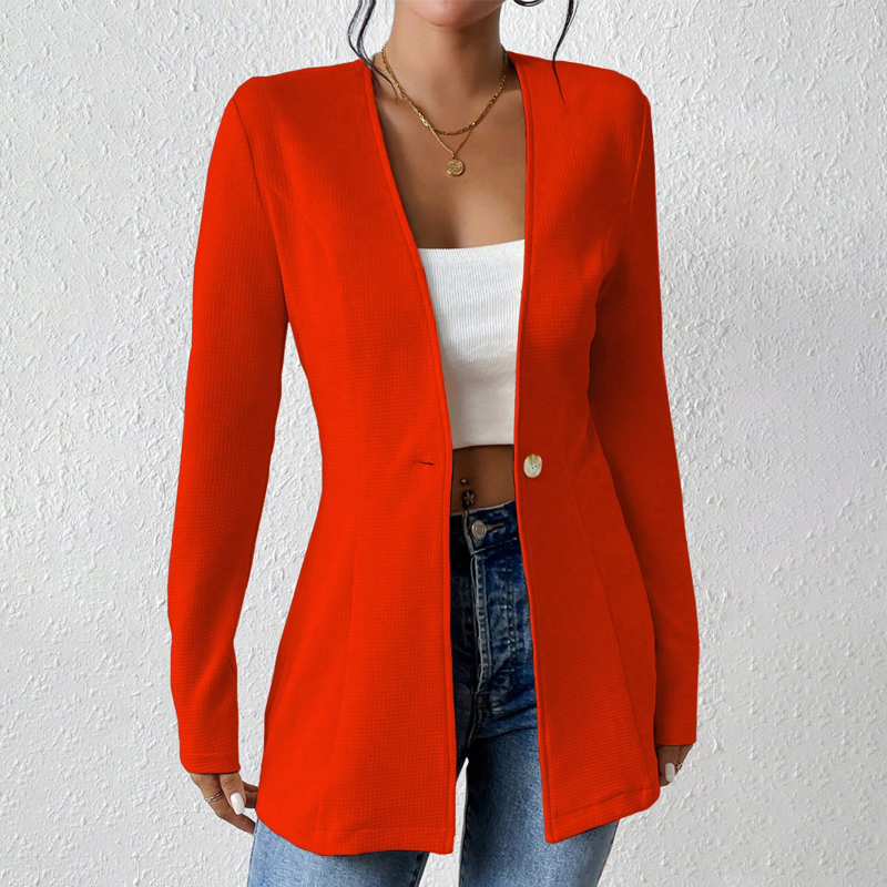 ✨Blazer feminino de cor lisa com um botão