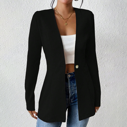 ✨Blazer feminino de cor lisa com um botão