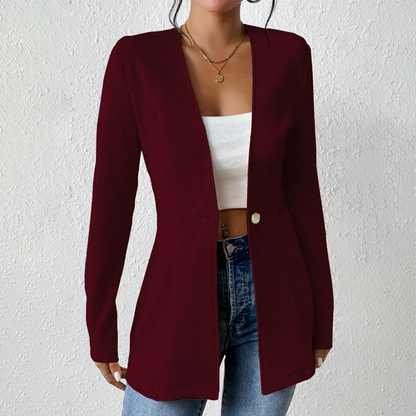 ✨Blazer feminino de cor lisa com um botão