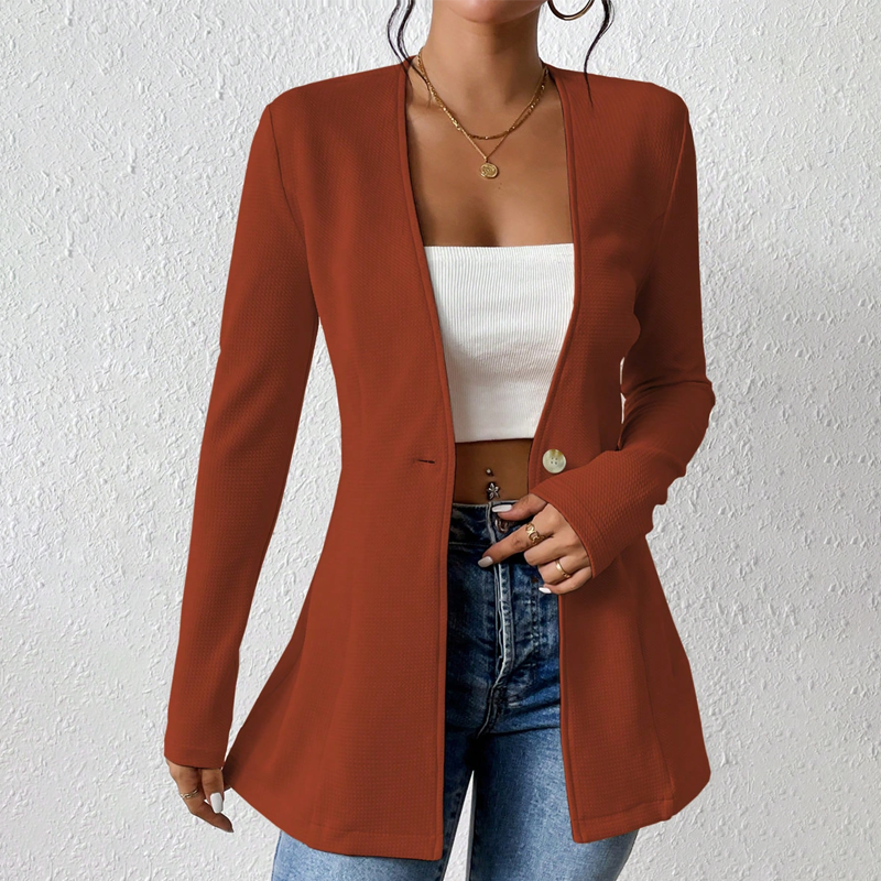 ✨Blazer feminino de cor lisa com um botão