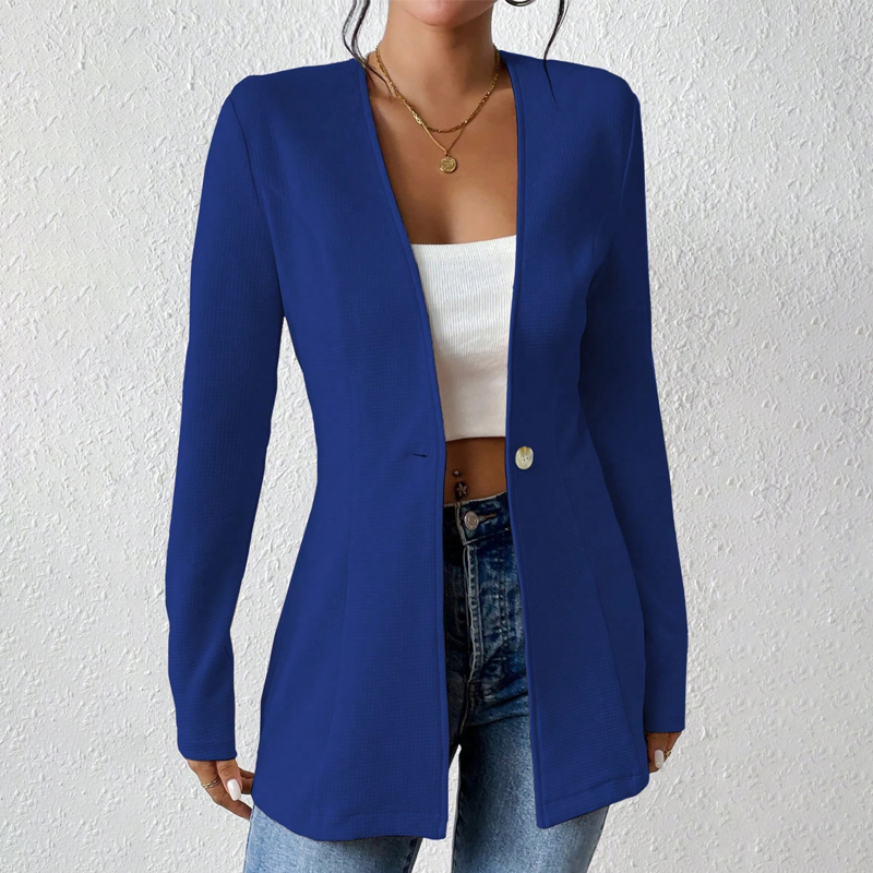✨Blazer feminino de cor lisa com um botão
