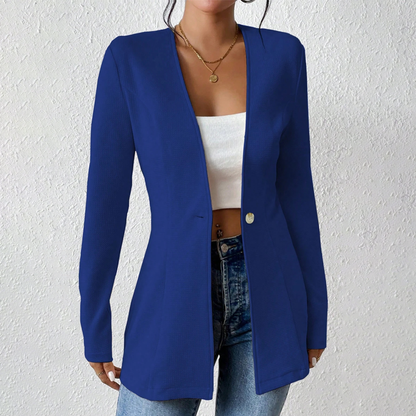 ✨Blazer feminino de cor lisa com um botão