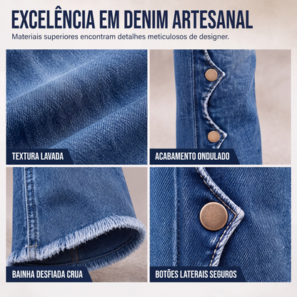 Calças jeans flare desgastadas de cintura alta para mulheres