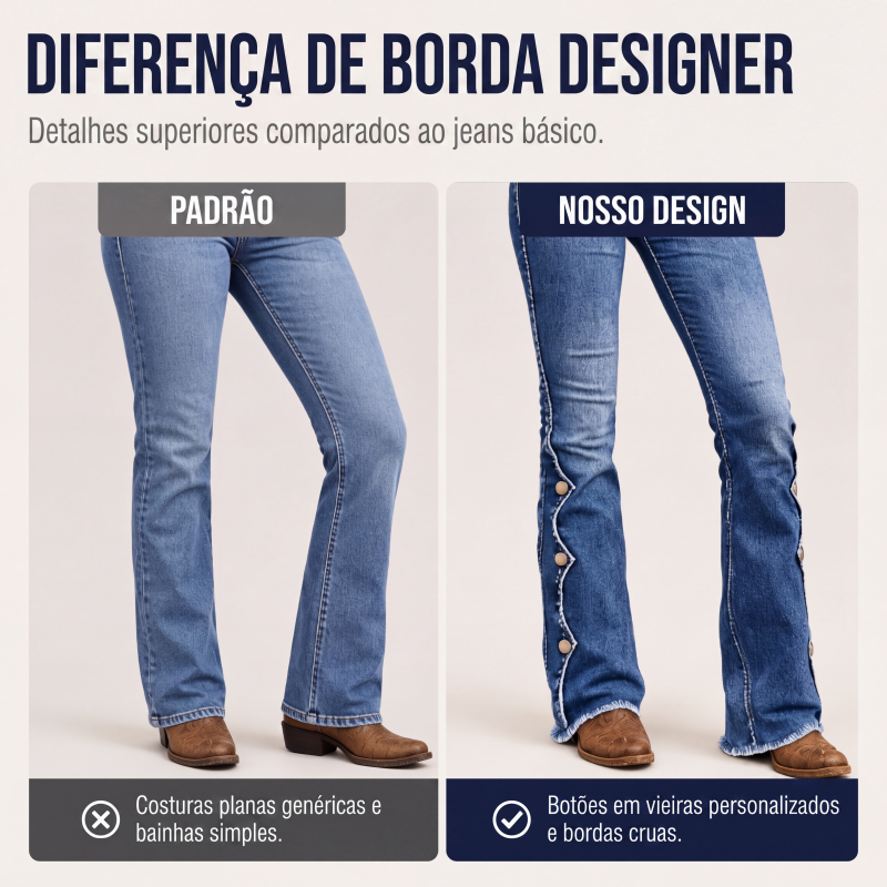 Calças jeans flare desgastadas de cintura alta para mulheres